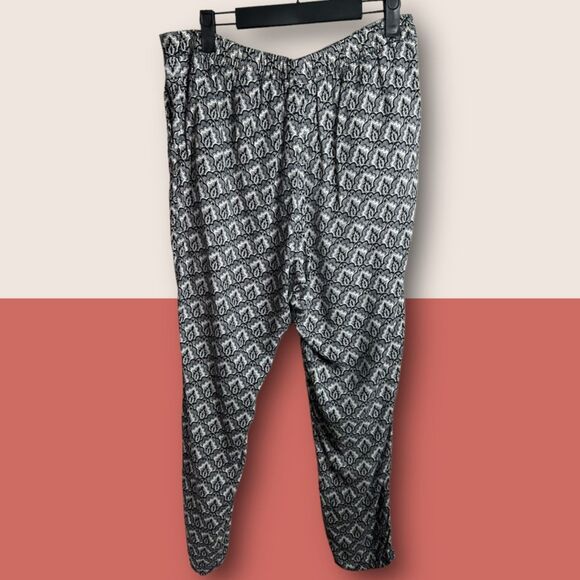 🖤 SIZE 10 H+M BLACK WHITE PATTERN SOFT VACATION HAREM PAJAMA STYLE PANTS - Picture 4 of 7